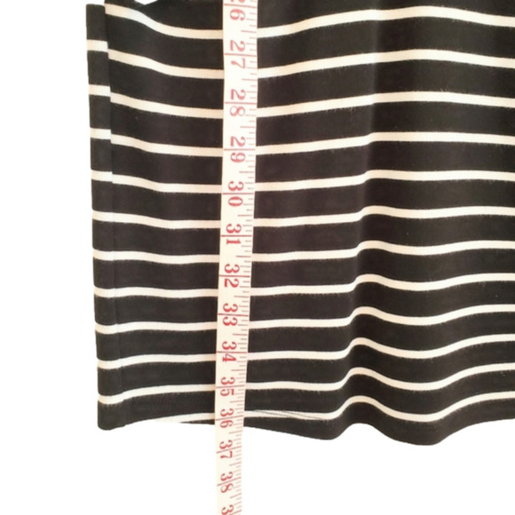 WAREHOUSE Bodycon Nautical Black /White striped Pockets Summer Knit Dress Sz 4-6 - Picture 8 of 13